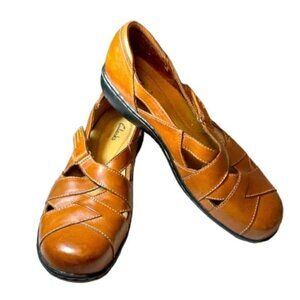 Clark’s Bendable Tan Leather Mary Jane Women’s Shoes Size 8 M